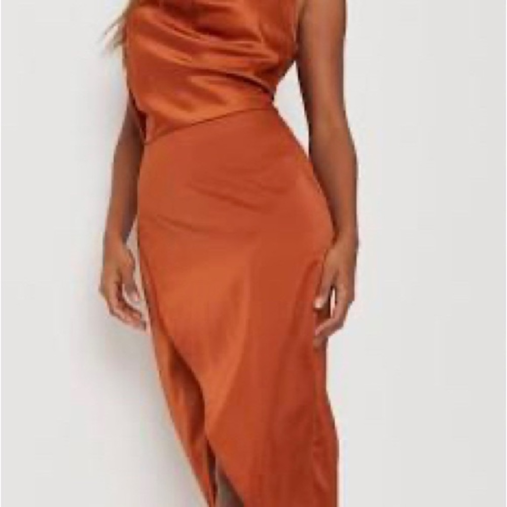 Missguided silk midi rust orange dress